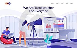 Trendwatcher concept isometric landing page.