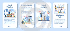 Trendwatcher mobile application banner set. Specialist in tracking