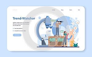 Trendwatcher web banner or landing page. Specialist in tracking
