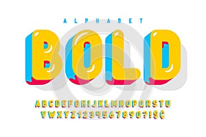 Trendy 3d comical design, colorful alphabet, typeface, abc