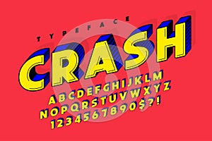 Trendy 3d comical font design, colorful alphabet