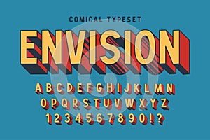 Trendy 3d comical font design, colorful alphabet, typeface.