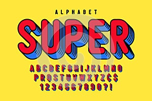 Trendy 3d comical font design, colorful alphabet, typeface