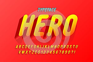 Trendy 3d comical font design, colorful alphabet, typeface.