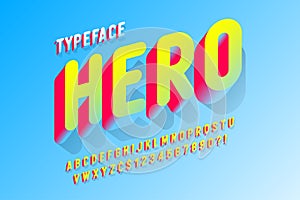 Trendy 3d comical font design, colorful alphabet, typeface.