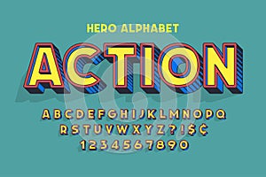 Trendy 3d comical font design, colorful alphabet, typeface.