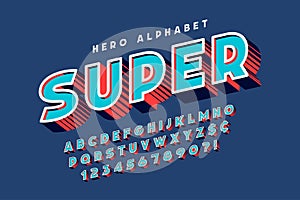 Trendy 3d comical font design, colorful alphabet, typeface.