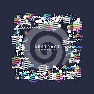 Trendy abstract art geometric background with flat, minimalistic Memphis style. Vector poster with elements.