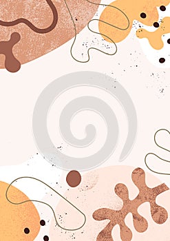 Trendy abstract background with organic geometric shapes. Modern minimal card design with leaf, plants, corals, fluids