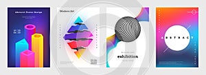 Trendy abstract cover. Creative book titles and music posters with realistic geometric forms. Vector banner and flyers photo