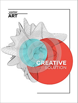 Trendy abstract poster background with dynamic particles shape. Modern science or technology element. Vector