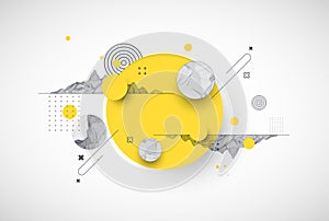 Trendy abstract wireframe background. Modern science or technology art elements. Surface illustration. Vector