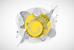 Trendy abstract wireframe background. Modern science or technology art elements. Surface illustration. Vector