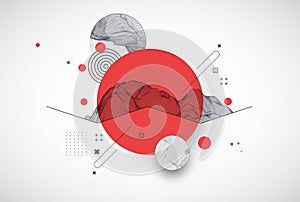 Trendy abstract wireframe background. Modern science or technology art elements. Surface illustration. Vector