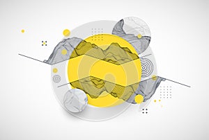 Trendy abstract wireframe background. Modern science or technology art elements. Surface illustration. Vector