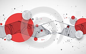 Trendy abstract wireframe background. Modern science or technology art elements. Surface illustration. Vector