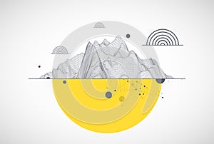 Trendy abstract wireframe background. Modern science or technology art elements. Surface illustration. Vector