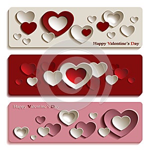 Trendy Banners for Valentine's Day with Cute Paper Hearts