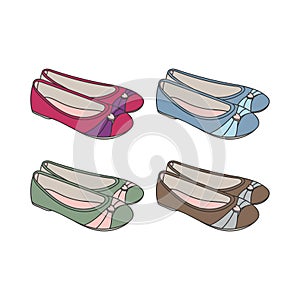 Trendy Beauty Woman Girl Lady Flat Shoes Style Accessories for Store Boutique Icon Illustration