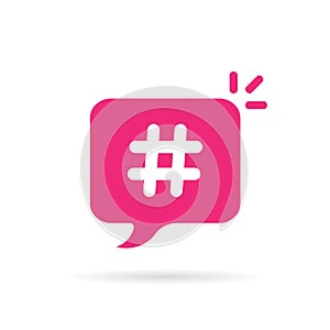 Trendy bubble with hashtag logo