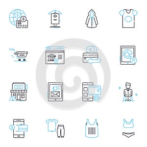 Trendy buying linear icons set. Clickbait, Fad, Impulse, Vibe, Hype, Popular, Snobbery line vector and concept signs photo