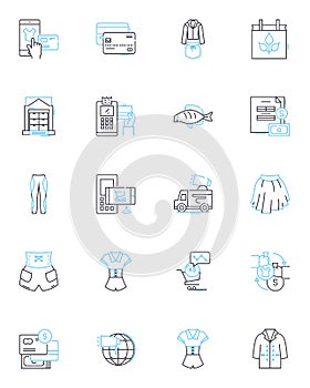 Trendy buying linear icons set. Clickbait, Fad, Impulse, Vibe, Hype, Popular, Snobbery line vector and concept signs photo