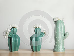 Trendy cactus shaped vases with flowers