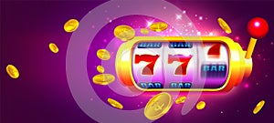 Trendy Casino Vector with Slot Machine and Coins