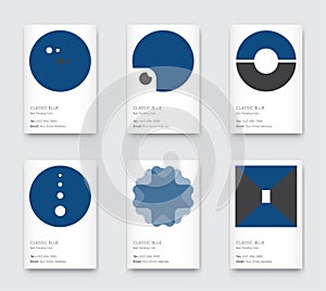 Trendy Classic Blue Color. Vector Minimal Graphic. Vertical Abstract Pattern Cards Set
