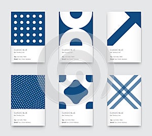 Trendy Classic Blue Color. Vector Minimal Graphic. Vertical Abstract Pattern Cards Set