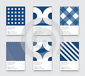 Trendy Classic Blue Color. Vector Minimal Graphic. Vertical Abstract Pattern Cards Set