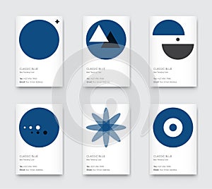 Trendy Classic Blue Color. Vector Minimal Graphic. Vertical Abstract Pattern Cards Set