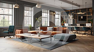 Moderno colaborativo escritorio presente mezclar de cómodo lugares para sentarse individualmente estaciones de trabajo creado 