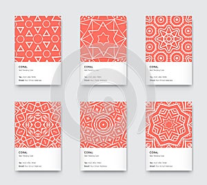 Trendy Color Coral Vector Minimal Graphic Trendy Vertical Abstract Pattern Cards Set photo