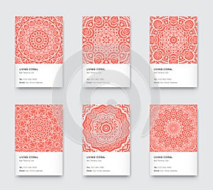 Trendy Color Coral Vector Minimal Graphic Trendy Vertical Abstract Pattern Cards Set photo