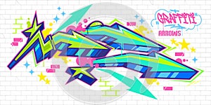 Trendy Colorful Abstract Urban Street Art Graffiti Style Arrows Vector Illustration Template