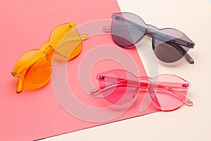 Trendy colorful transparant sunglasses