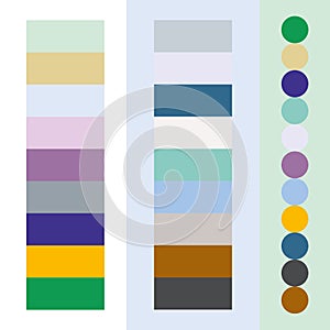 Trendy colour swatches. Interior color design, packaging, manufacturing industry. Muted color palette set.