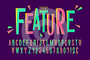 Trendy comical condensed font design, colorful alphabet photo