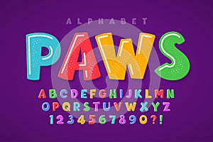 Trendy comical original alphabet design, colorful, typeface. photo