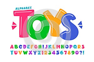 Trendy comical original alphabet design, colorful, typeface. photo