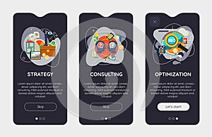 Trendy Consulting, Management, SEO and Strategy UI Mobile App Splash Onbard Screens