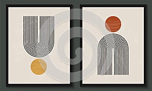 Trendy contemporary set of abstract geometric minimalist composition