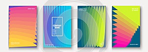 Trendy cool minimalist abstract modern covers design vector. Dynamic colorful halftone gradient. Futuristic geometric patterns