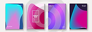 Trendy cool minimalist abstract modern covers design vector. Dynamic colorful halftone gradient. Futuristic geometric patterns