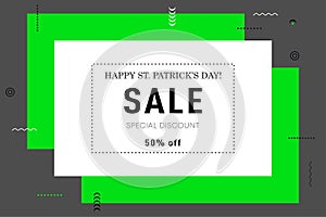 Trendy creative poster for St. Patrick`s Day. Sale poster for th