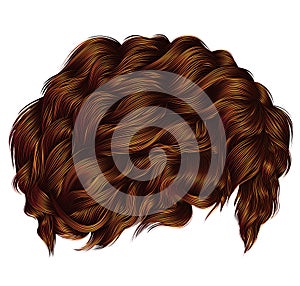 Trendy curly hairs red ginger redhead . medium length . fashion