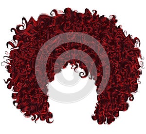 Trendy curly Red hair . realistic 3d . spherical hairstyle .