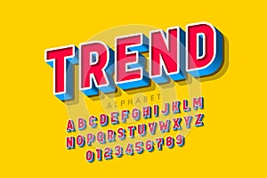 Trendy 3d style font