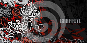 Trendy Dark Abstract Urban Style Hiphop Graffiti Street Art Vector Illustration Background Template